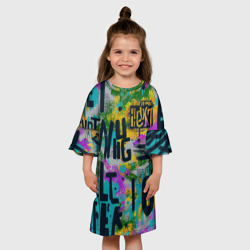 Детское платье 3D Загадочный абстрактный текст на ярком фоне  - фото 2