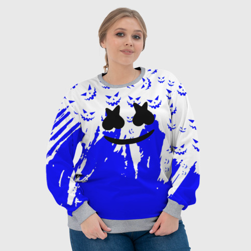 Женский свитшот 3D с принтом Marshmello dj blue pattern music band, фото #4