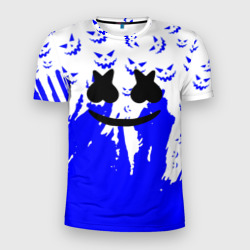 Мужская футболка 3D Slim Marshmello dj blue pattern music band