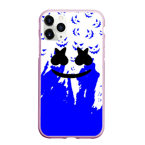 Чехол для iPhone 11 Pro матовый с принтом Marshmello dj blue pattern music band, вид спереди #2
