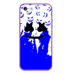 Чехол для iPhone 5/5S матовый Marshmello dj blue pattern music band