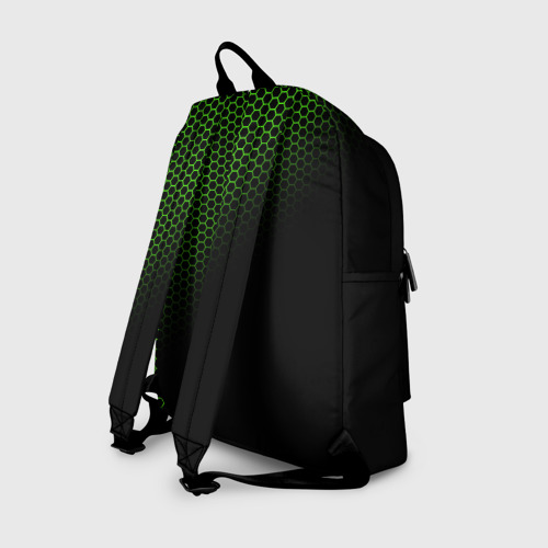 Рюкзак 3D с принтом Неоновые соты чёрный, вид сзади #1