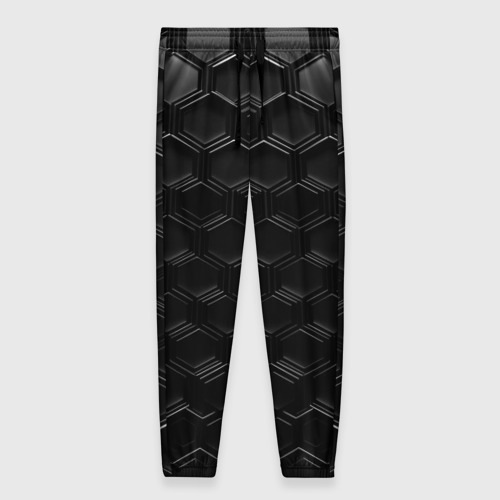 Женские брюки 3D с принтом Чёрные текстуры соты, вид спереди #2