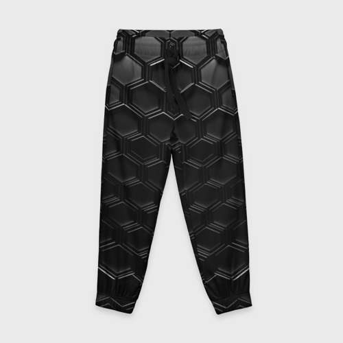 Детские брюки 3D с принтом Чёрные текстуры соты, вид спереди #2
