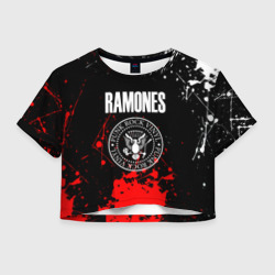 Женская футболка Crop-top 3D Ramones краски метал группа