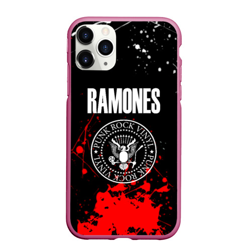 Чехол для iPhone 11 Pro Max матовый с принтом Ramones краски метал группа, вид спереди #2
