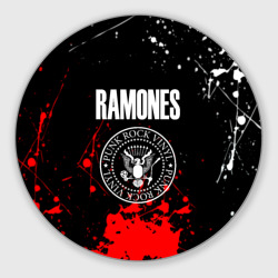 Круглый коврик для мышки Ramones краски метал группа