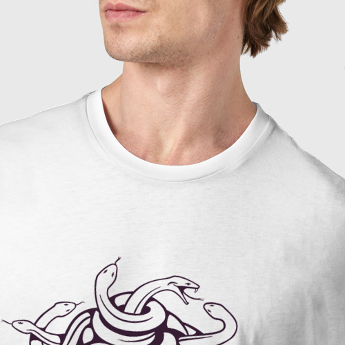 Мужская футболка хлопок Медуза Горгона подмигивает и показывает язык, цвет белый - фото 6