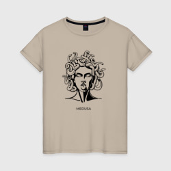 Женская футболка хлопок Медуза Горгона показывает язык