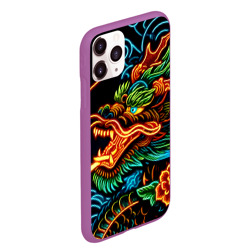 Чехол для iPhone 11 Pro Max матовый Japanese neon dragon - irezumi - фото 2