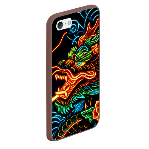 Чехол для iPhone 5/5S матовый Japanese neon dragon - irezumi, цвет коричневый - фото 3