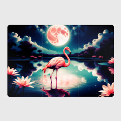 Магнитный плакат 3Х2 Розовый фламинго на фоне луны
