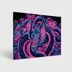 Холст прямоугольный Neon Japanese dragon - irezumi