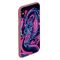 Чехол для iPhone XS Max матовый Neon Japanese dragon - irezumi - фото 2