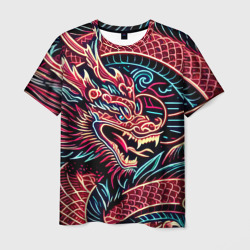 Мужская футболка 3D Татуха японского дракона - ирезуми