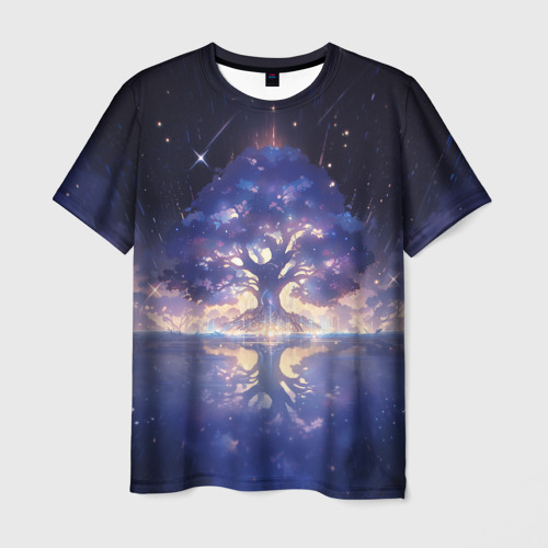 Мужская футболка с принтом Начало нового - дерево жизни, вид спереди №1