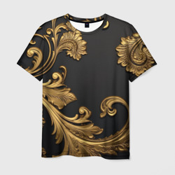 Мужская футболка 3D Лепнина золотые объемные   узоры