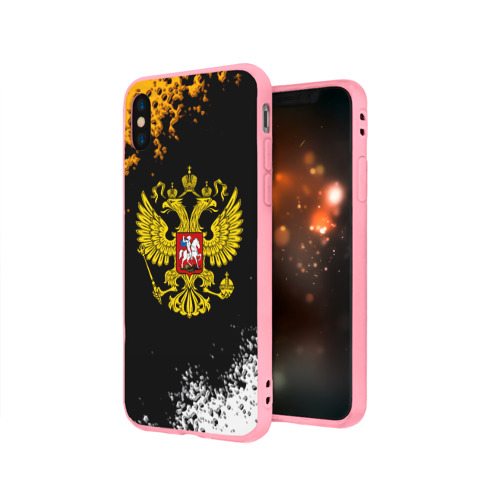 Чехол для iPhone X матовый с принтом Герб РФ краски имперские, вид сбоку #3