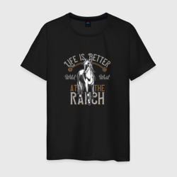 Жизнь это ранчо – Мужская футболка хлопок с принтом купить со скидкой в -20%