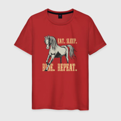 Есть спать повторять - лошадь – Мужская футболка хлопок с принтом купить со скидкой в -20%