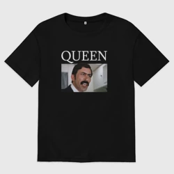 Женская футболка хлопок Oversize Queen - Mimino мем