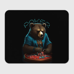 Прямоугольный коврик для мышки Медведь играет в покер