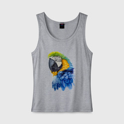 Сине-золотой попугай ара – Женская майка хлопок с принтом купить