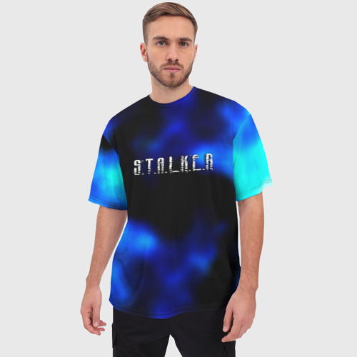 Мужская футболка oversize 3D Stalker flame, цвет 3D печать - фото 3