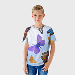Детская футболка 3D Бабочки на небесном фоне - фото 2