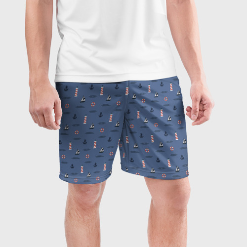 Мужские шорты спортивные Морской узор, цвет 3D печать - фото 3