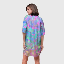 Платье с принтом Пуантилизм для женщины, вид на модели сзади №2. Цвет основы: белый