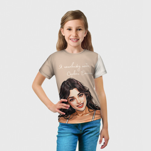 Детская футболка 3D Эда Йылдыз - арт-портрет, цвет 3D печать - фото 5