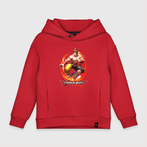 Детское худи Oversize хлопок Логотип к игре Tekken, цвет красный