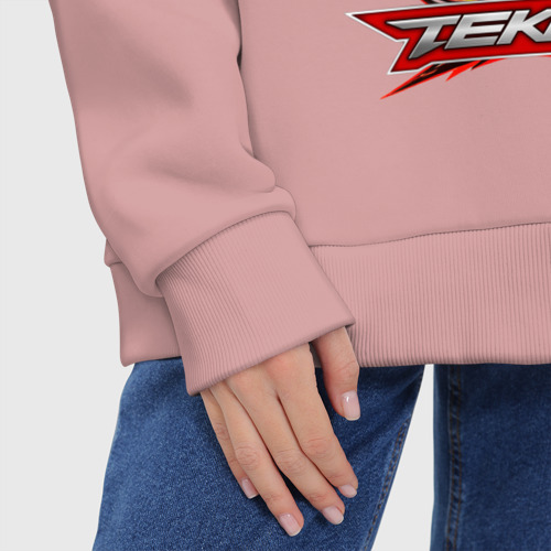 Женское худи Oversize хлопок Логотип к игре Tekken, цвет пыльно-розовый - фото 8