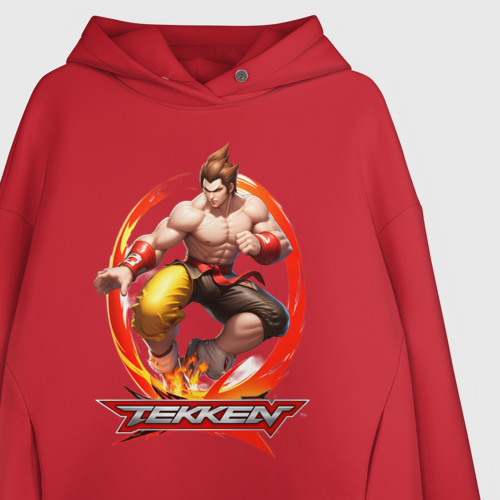 Женское худи Oversize хлопок Логотип к игре Tekken, цвет красный - фото 3