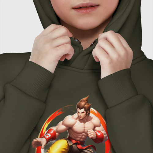 Детское худи Oversize хлопок Логотип к игре Tekken, цвет хаки - фото 7