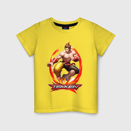 Детская футболка хлопок Логотип к игре Tekken, цвет желтый