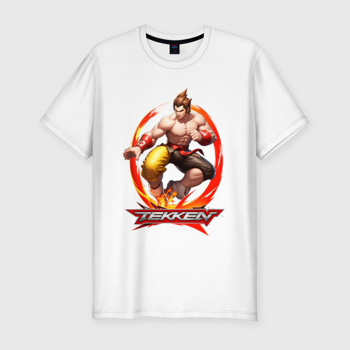 Мужская футболка приталенная из хлопка с принтом Логотип к игре Tekken, вид спереди №1