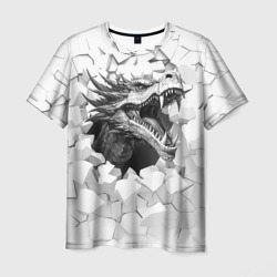 Дракон с открытой пастью проламывает стену – Мужская футболка 3D с принтом купить со скидкой в -26%