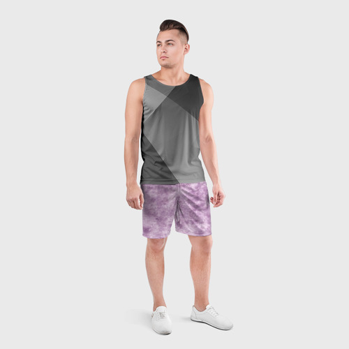 Мужские шорты спортивные с принтом Кожа розовой рептилии, вид сбоку #3
