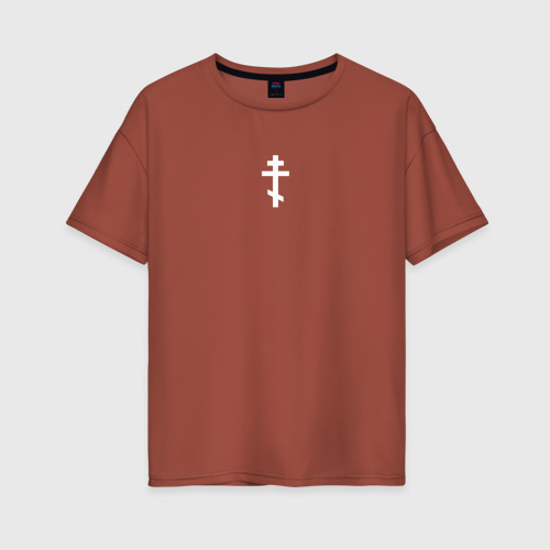 Женская футболка хлопок Oversize с принтом Православный крест, вид спереди #2