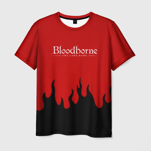 Мужская футболка с принтом Bloodborne souls game flame, вид спереди №1
