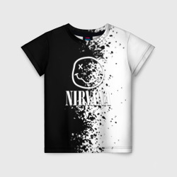 Детская футболка 3D Nirvana чернобелые краски рок