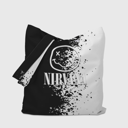 Шоппер 3D с принтом Nirvana чернобелые краски рок, вид сбоку #3