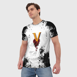 Мужская футболка 3D Cyberpunk 2077 группировка Валентинос - фото 2