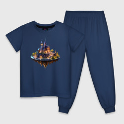 Детская пижама хлопок Летающий сказочный замок на островке