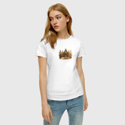 Женская футболка хлопок Королевская корона с голубыми камнями - фото 2