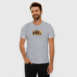Мужская футболка хлопок Slim Королевская корона с голубыми камнями - фото 2
