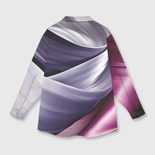 Женская рубашка oversize 3D с принтом Абстрактные  волнистые полосы, вид сзади #1
