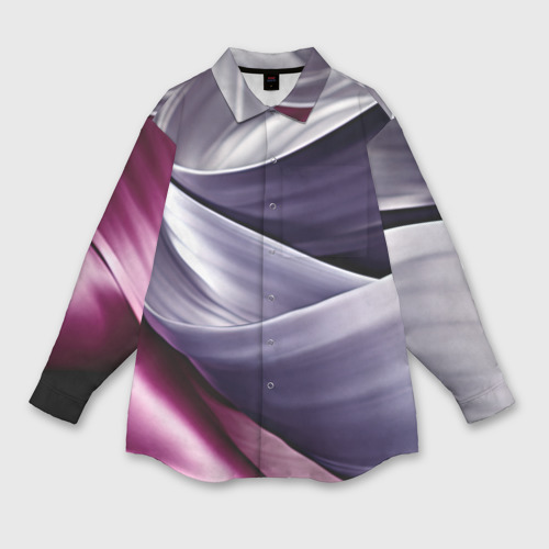 Женская рубашка oversize 3D с принтом Абстрактные  волнистые полосы, вид спереди #2